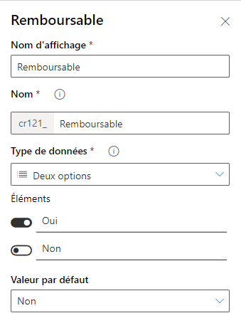 Création du champ Remboursable