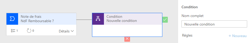 Flux de processus d'entreprise : Ajout d'une condition