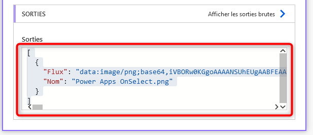 Power Automate Copie Sortie JSON de Message