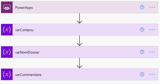 Power Automate Création des variables