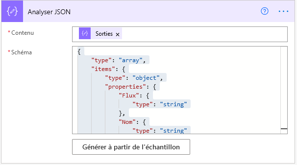 Power Automate JSON avec échantillon