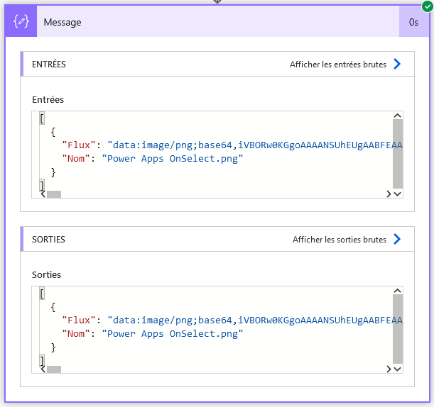 Power Automate Sorties JSON