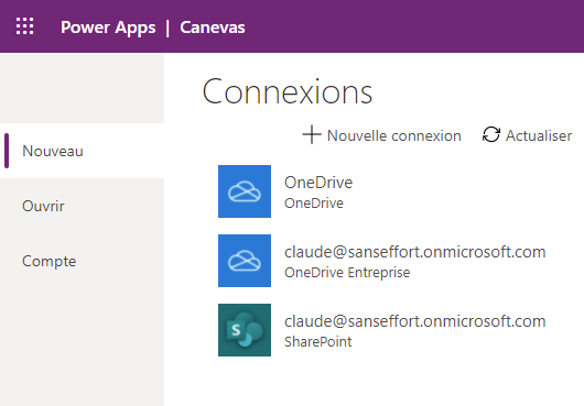 Importer un fichier .msapp : connexion aux sources de données