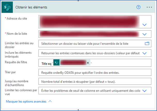 Jointure SharePoint avec Obtenir les éléments