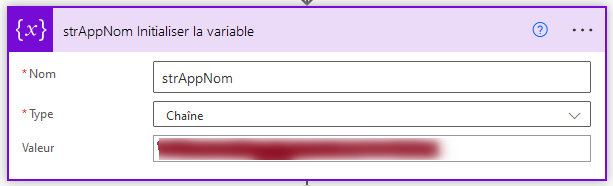 Variable avec le nom de l'application Power Automate