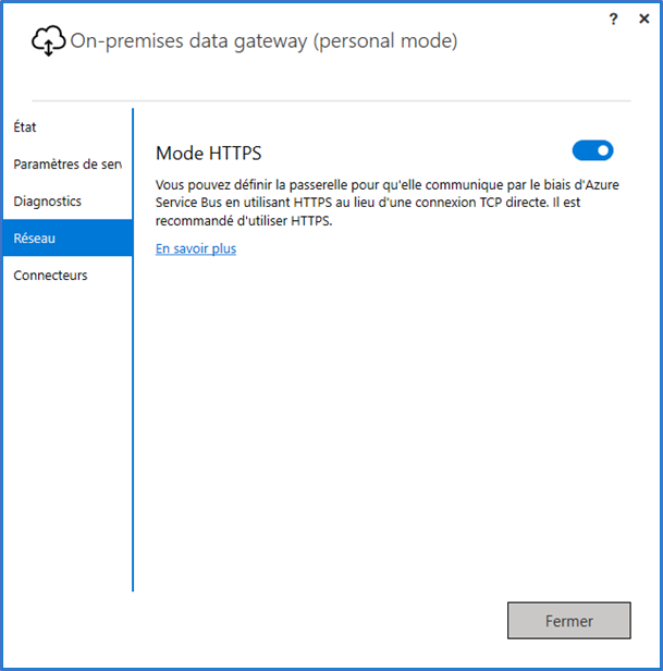 Passerelle Power BI personnelle : mode HTTPS