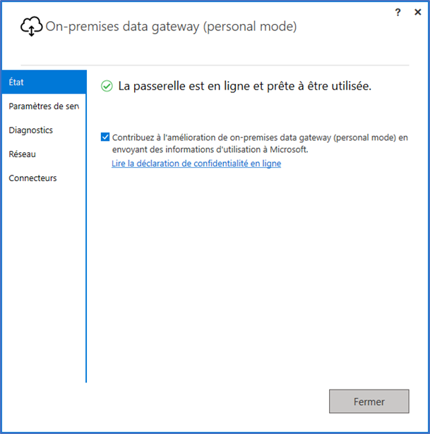 Passerelle Power BI personnelle en ligne