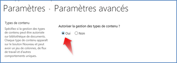 Autoriser les types de contenu