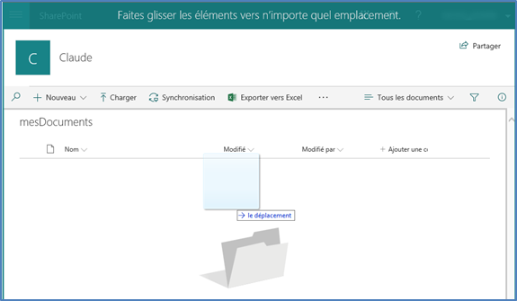 Glisser-Déposer un document Word dans SharePoint 2019