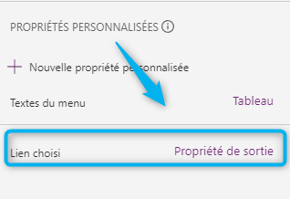 Propriété personnalisée en sortie