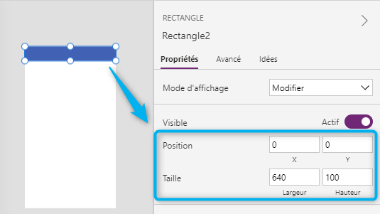 Propriétés du contrôle Rectangle Power Apps